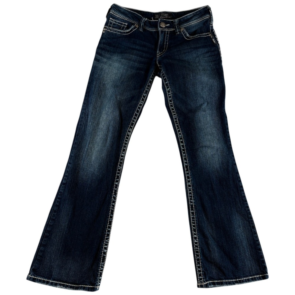 Silver Co. Suki Bootcut Jeans Womens 28x32 Blue Denim Dark‎ Wash Embroidered